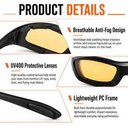 BikerZoneZ RoadVision 4-Lens Riding Glasses