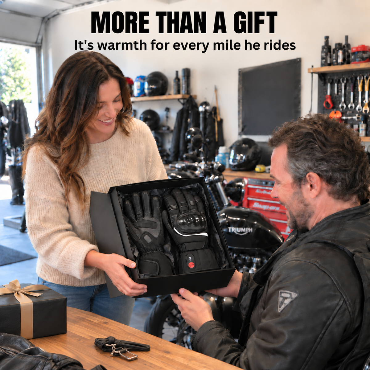 Rider’s Gift Heated Motorcycle Gloves - Full-Hand Warmth