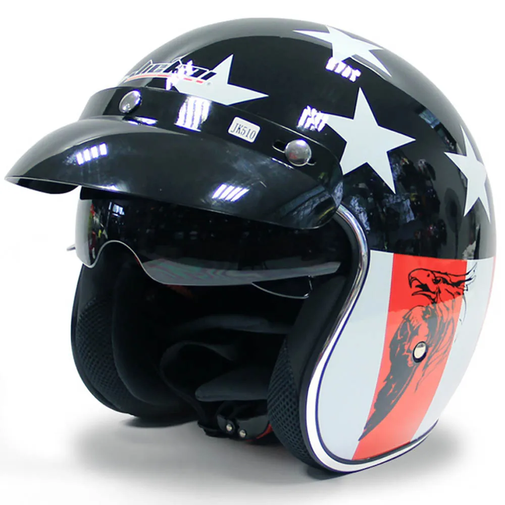 JIEKAI Retro Open-Face Helmet – Old School Rebel Style, DOT/ECE Certified
