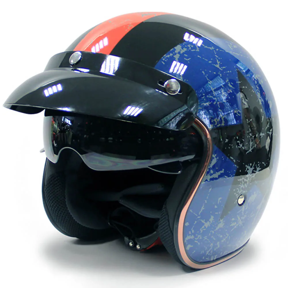 JIEKAI Retro Open-Face Helmet – Old School Rebel Style, DOT/ECE Certified