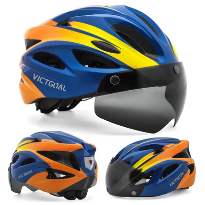 Bike Helmet with LED Taillight and Magnetic Goggles UV400 – Cycling MTB Electric Scooter Helmet for Men & Women