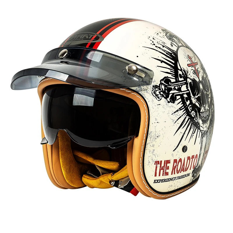 Vintage Open Face Motorcycle Helmet – 3/4 Retro Style for Men | DOT & ECE Approved Vintage Open Face Motorcycle Helmet – 3/4 Retro Style for Men | DOT & ECE Approved