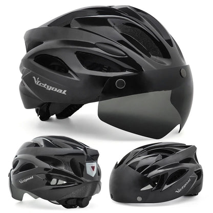 Bike Helmet with LED Taillight and Magnetic Goggles UV400 – Cycling MTB Electric Scooter Helmet for Men & Women