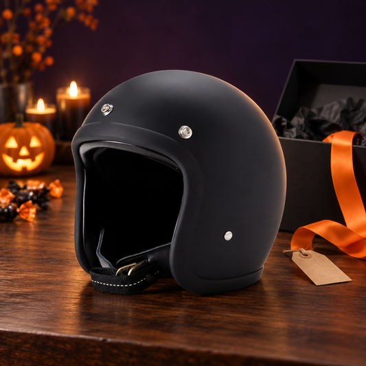 Low Profile Vintage Motorcycle Helmet - DOT and ECE Approved Halloween