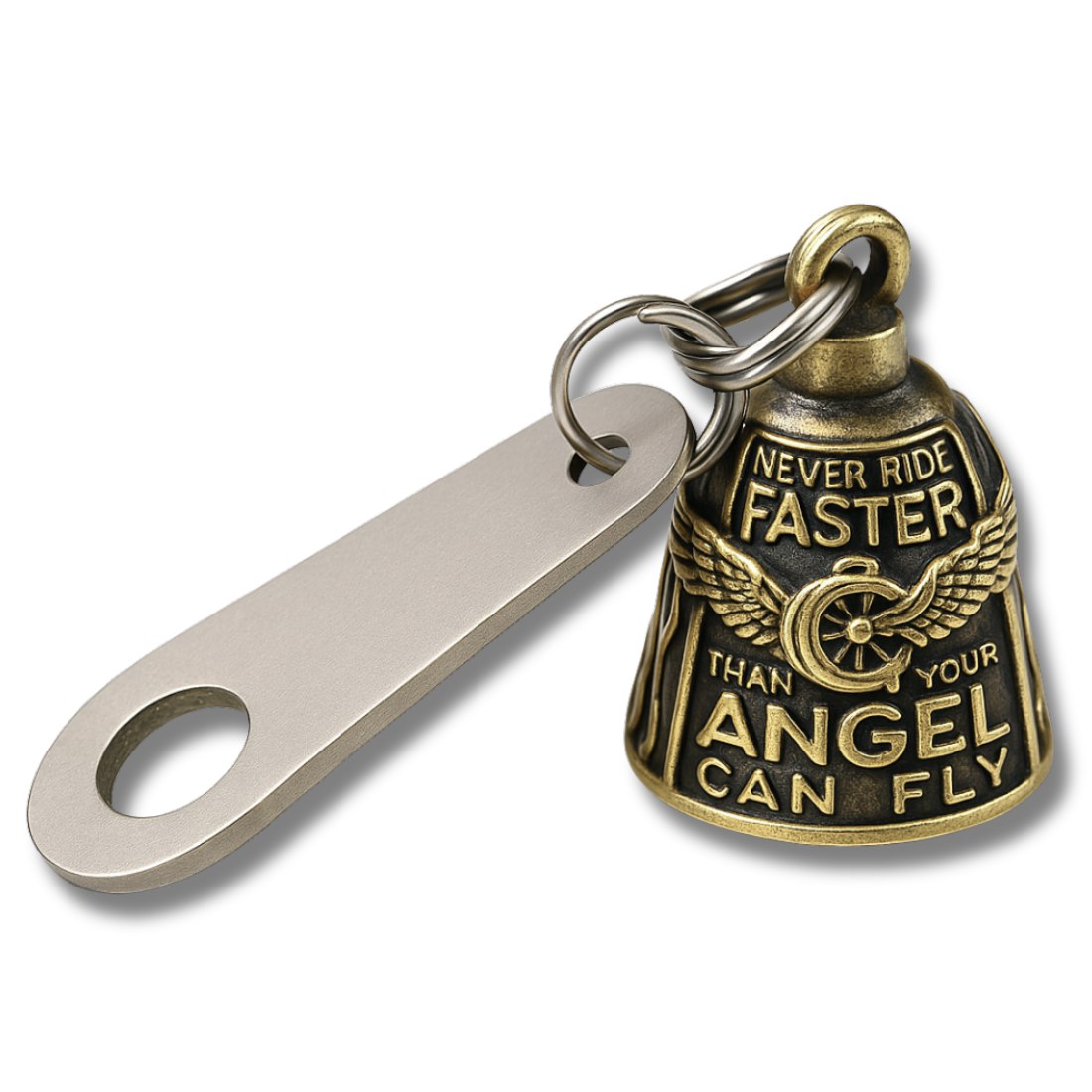 Motorcycle Bell Angel Wing "Never Ride Faster Than Your Angel Can Fly"