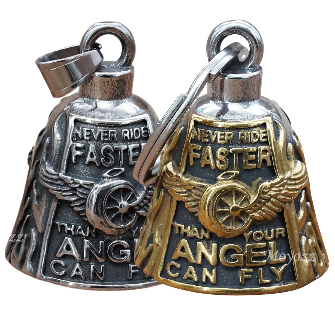 Motorcycle Bell Angel Wing "Never Ride Faster Than Your Angel Can Fly"