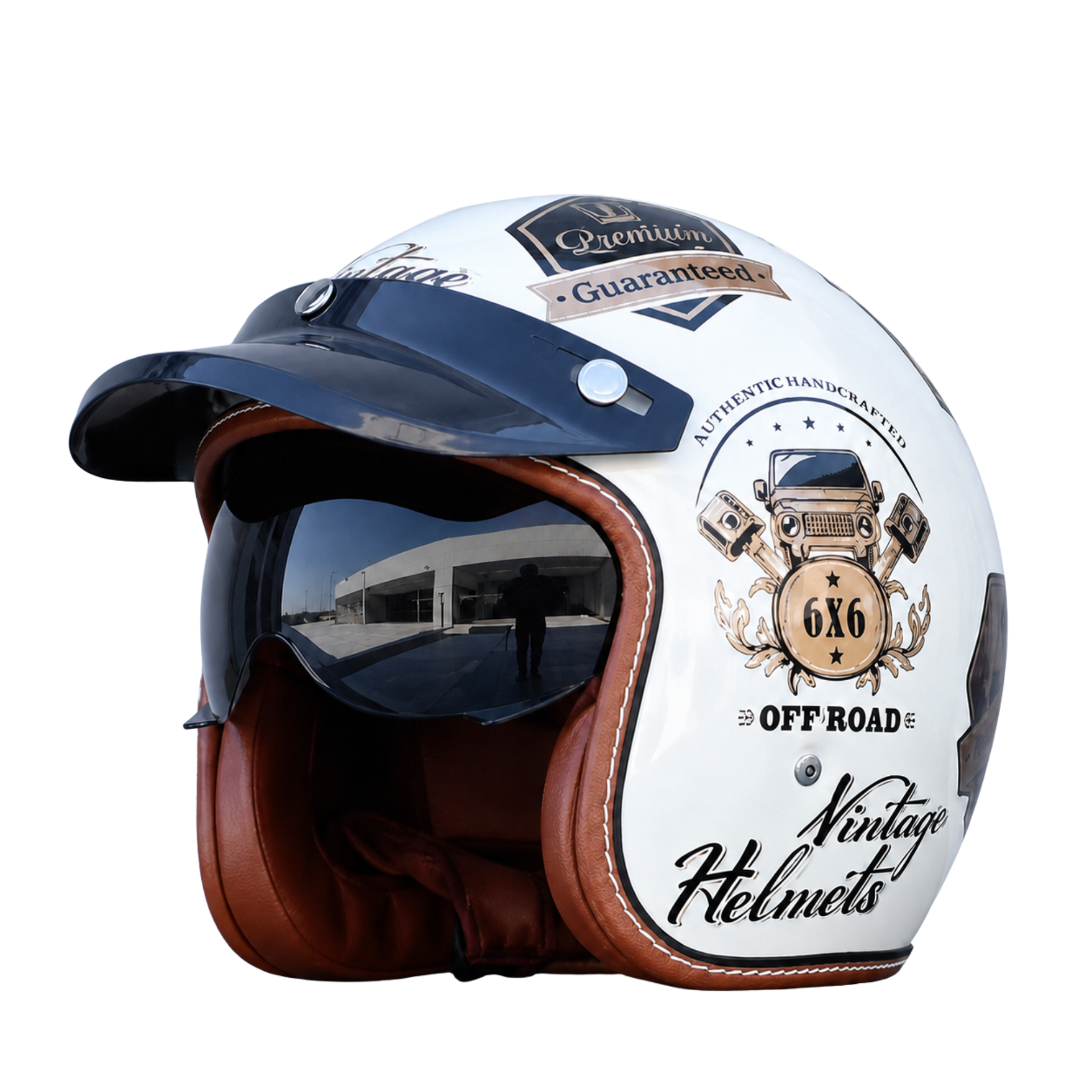 Vintage Open Face Motorcycle Helmet – 3/4 Retro Style for Men | DOT & ECE Approved