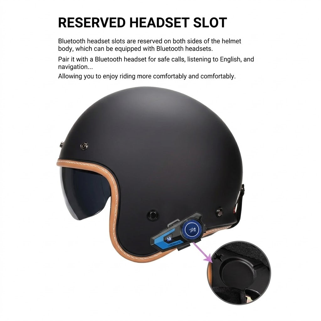 Minimalist Retro Open Face Motorcycle Helmet – DOT & ECE Certified