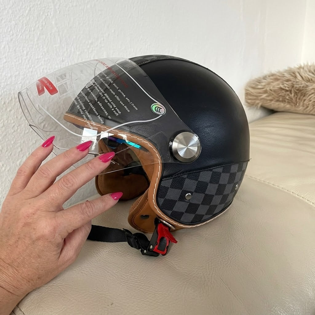 Retro Jet 3/4 Helmet – Open Face Dual Visor DOT/ECE Approved