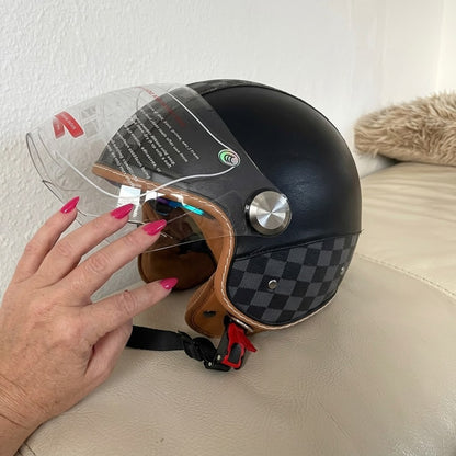 Retro Jet 3/4 Helmet – Open Face Dual Visor DOT/ECE Approved