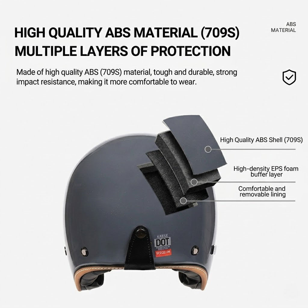 Minimalist Retro Open Face Motorcycle Helmet – DOT & ECE Certified
