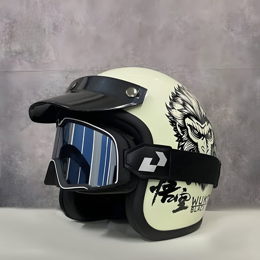 WUKONG Retro Motorcycle Helmet + 1 Goggles free